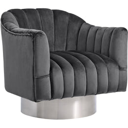 Meridian Farrah Grey Velvet Accent Chair