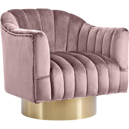 Meridian Farrah Pink Velvet Accent Chair
