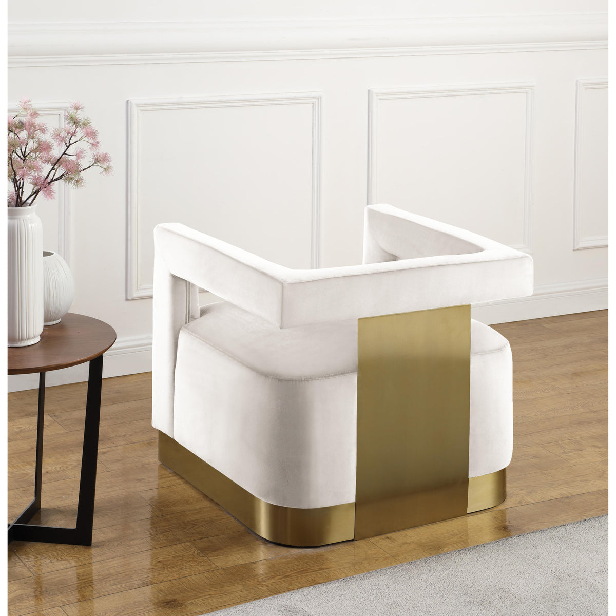 Meridian Armani Cream Velvet Accent Chair
