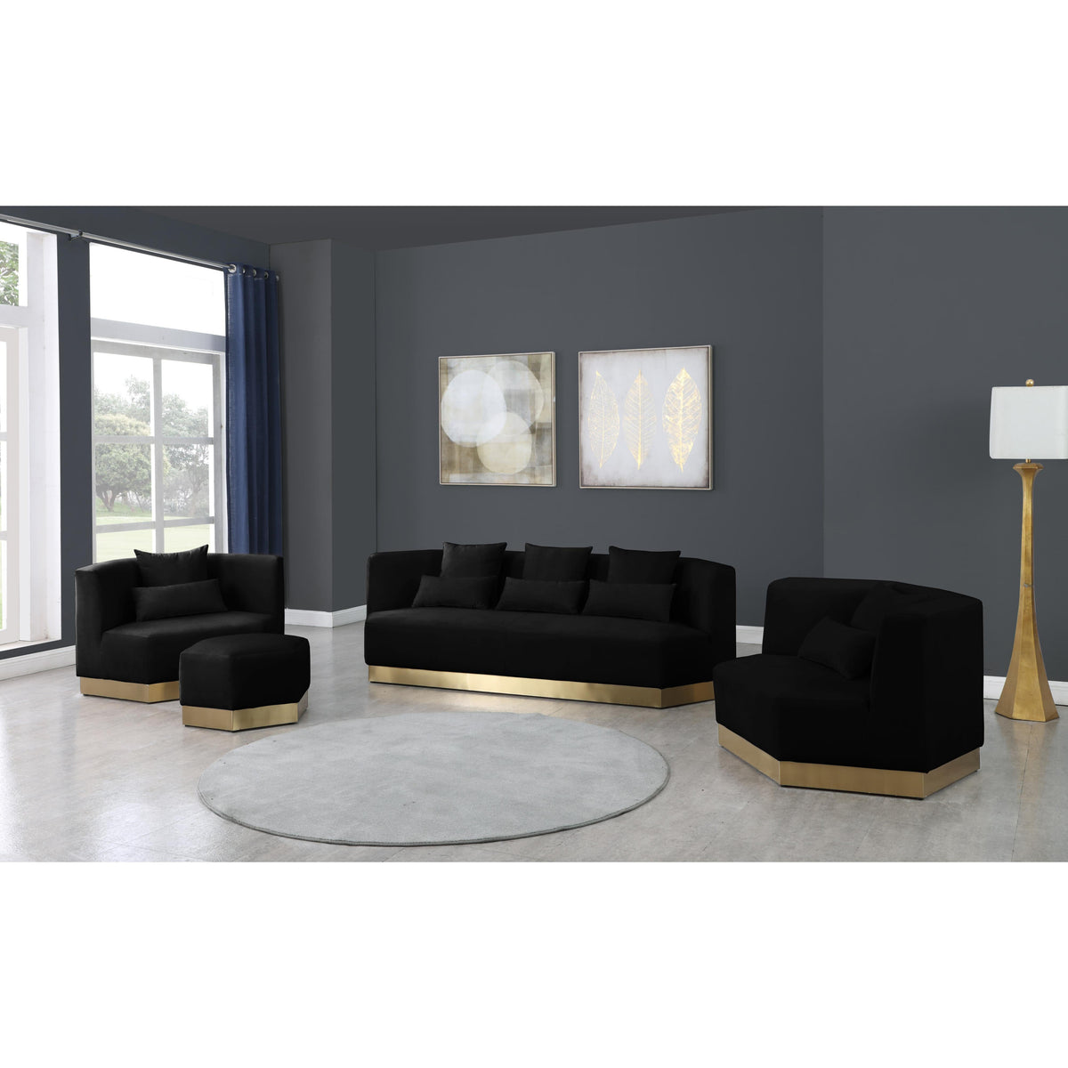 Meridian Marquis Black Velvet Chair