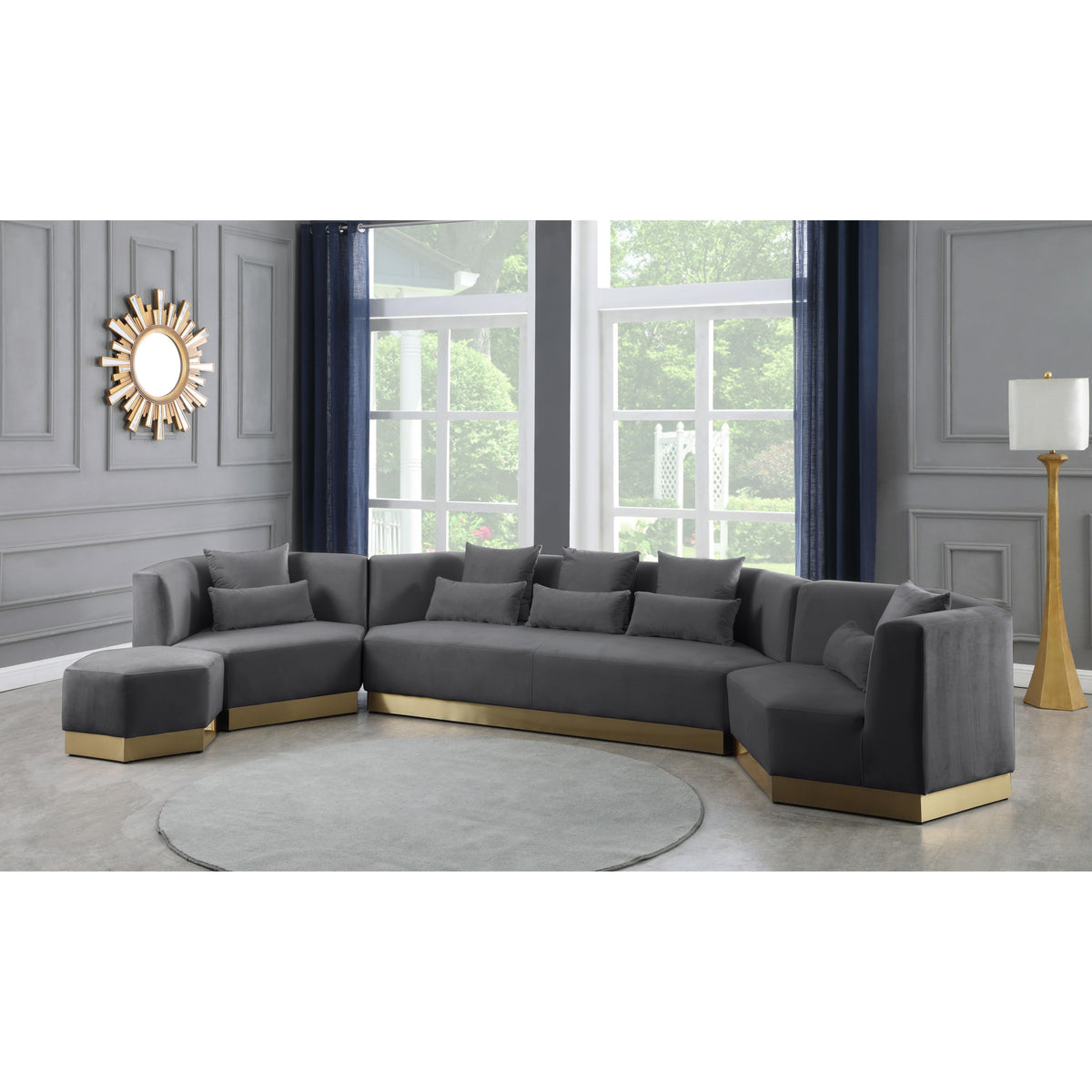 Meridian Marquis Grey Velvet Chair