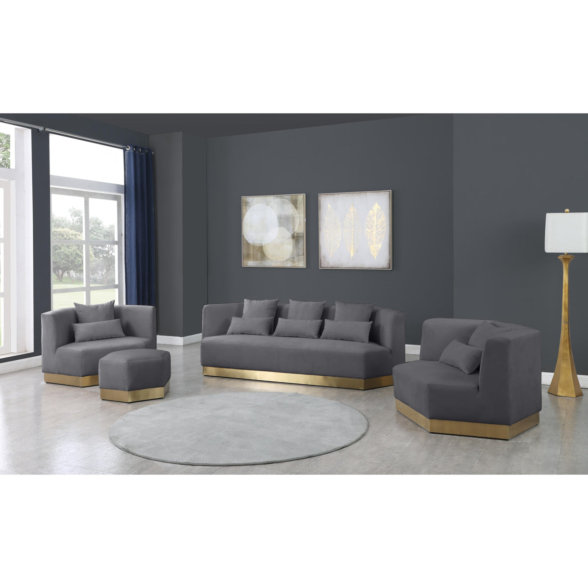 Meridian Marquis Grey Velvet Chair