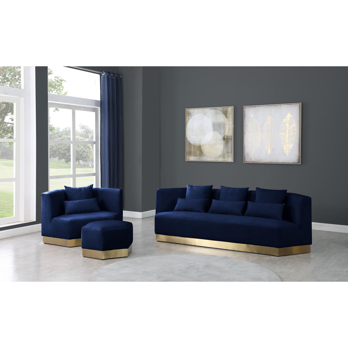 Meridian Marquis Navy Velvet Chair