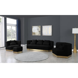 Meridian Marquis Black Velvet Ottoman