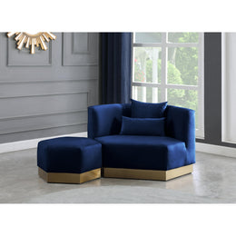 Meridian Marquis Navy Velvet Ottoman
