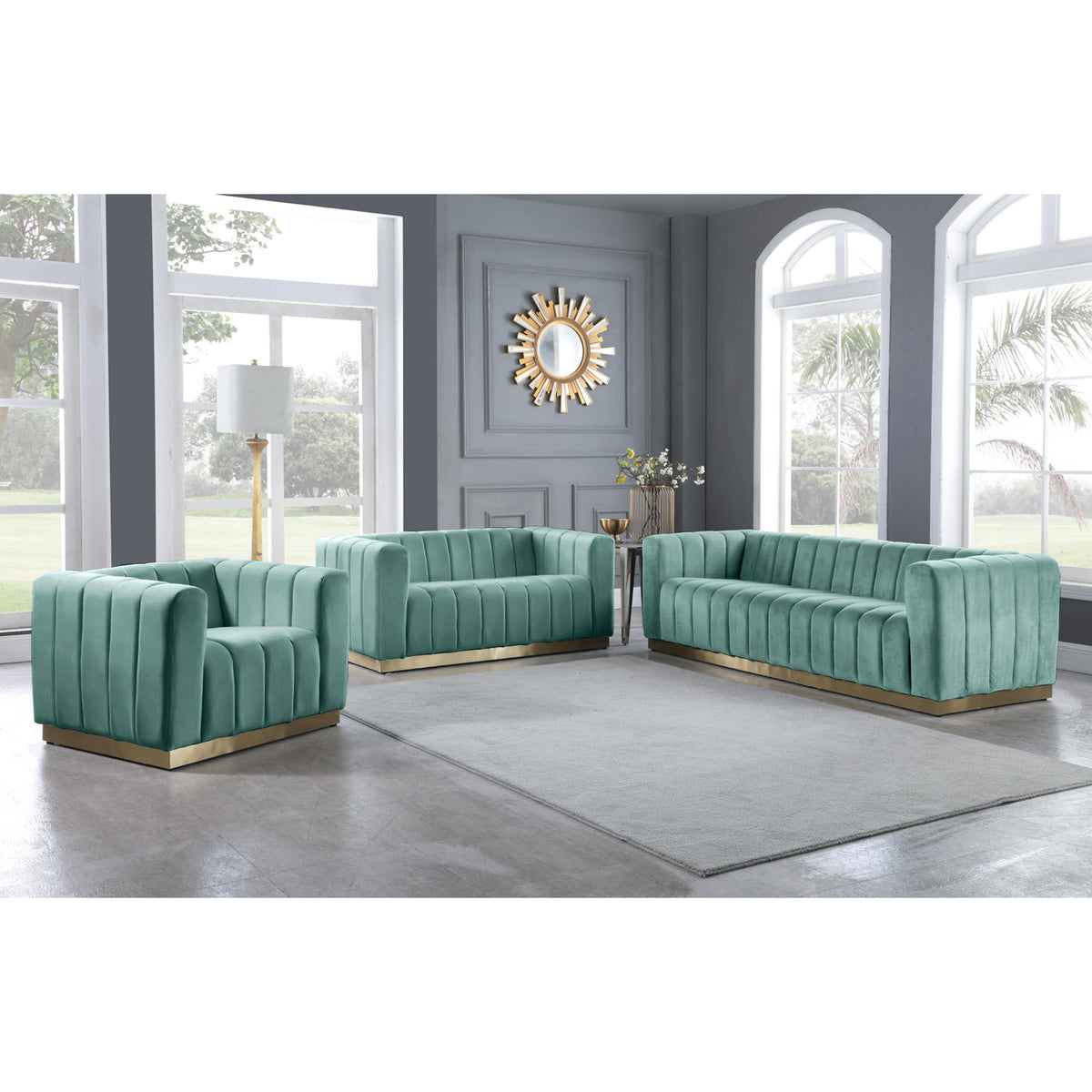 Meridian Marlon Mint Velvet Chair