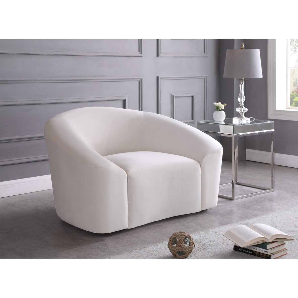 Meridian Riley Cream Velvet Chair