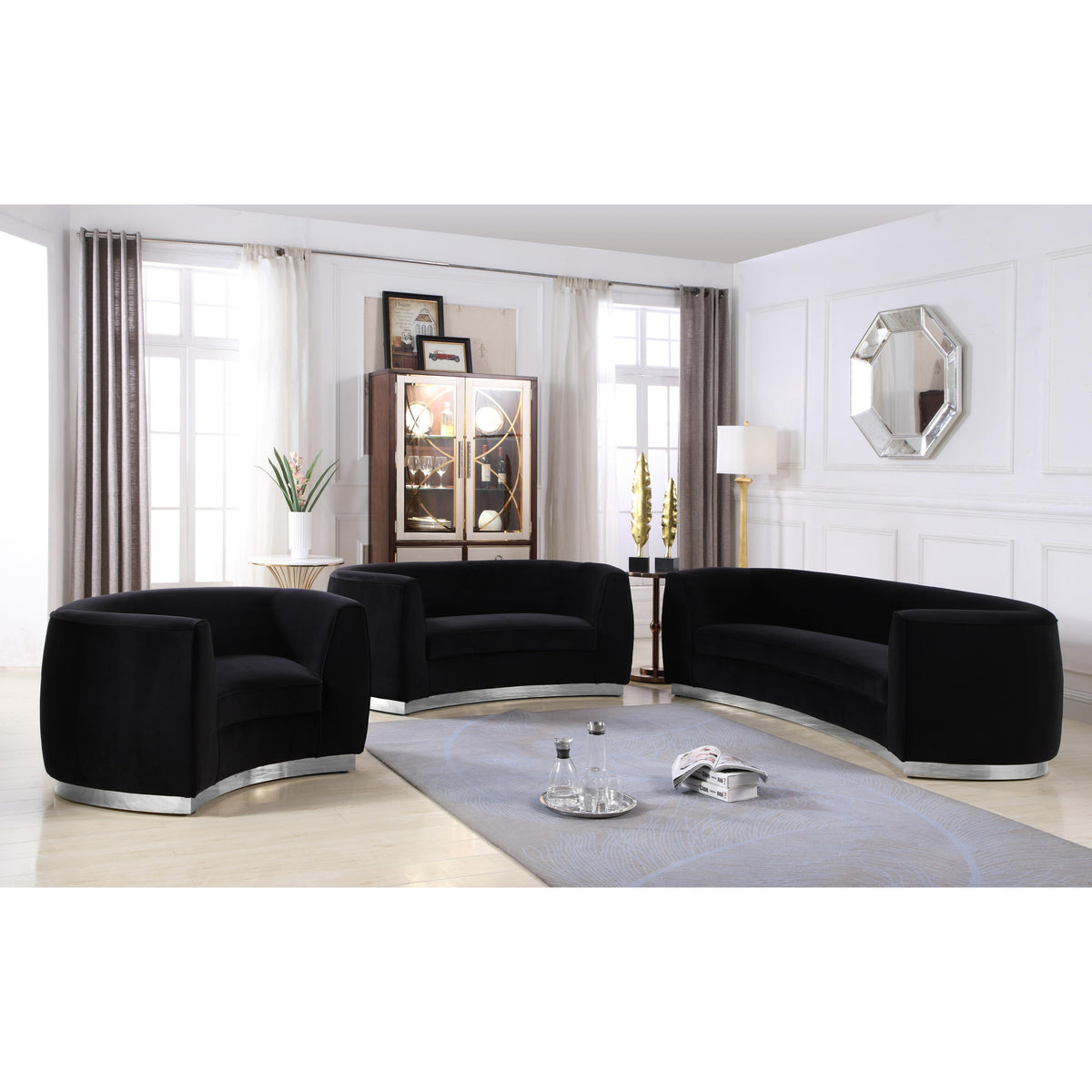 Meridian Julian Black Velvet Chair