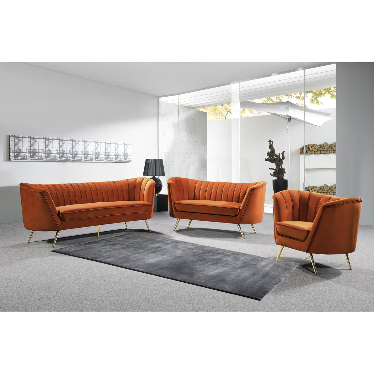Meridian Margo Cognac Velvet Chair