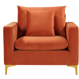 Meridian Naomi Cognac Velvet Chair