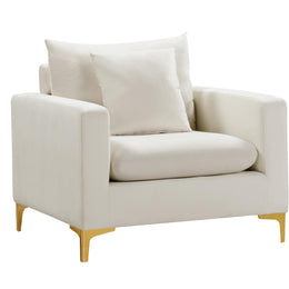 Meridian Naomi Cream Velvet Chair