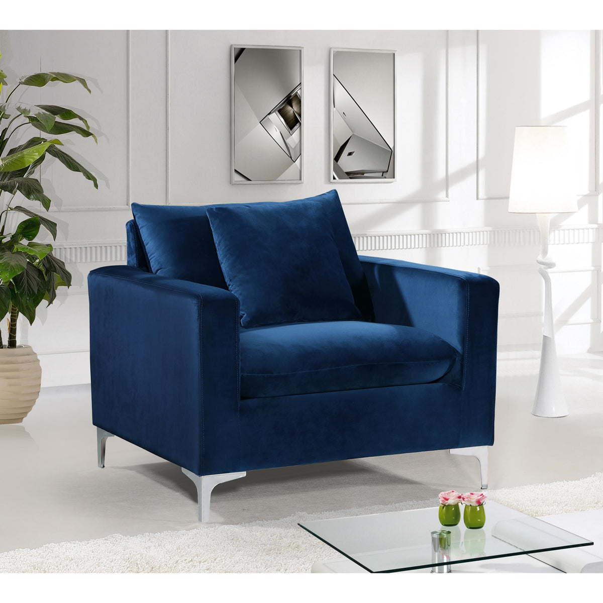Meridian Naomi Navy Velvet Chair