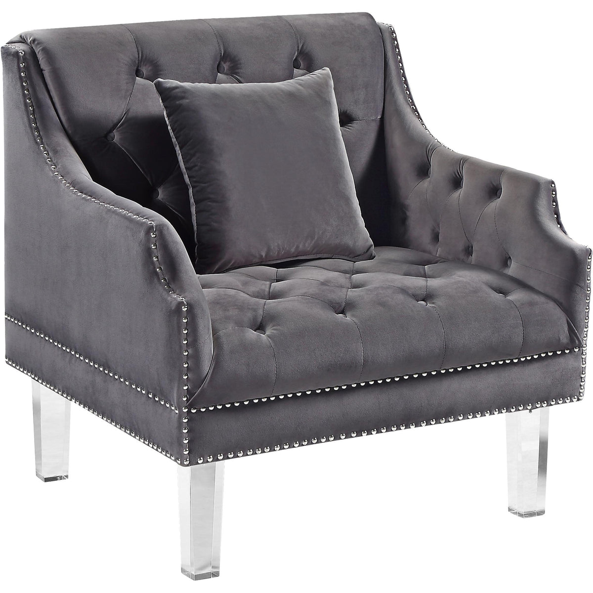 Meridian Roxy Grey Velvet Chair