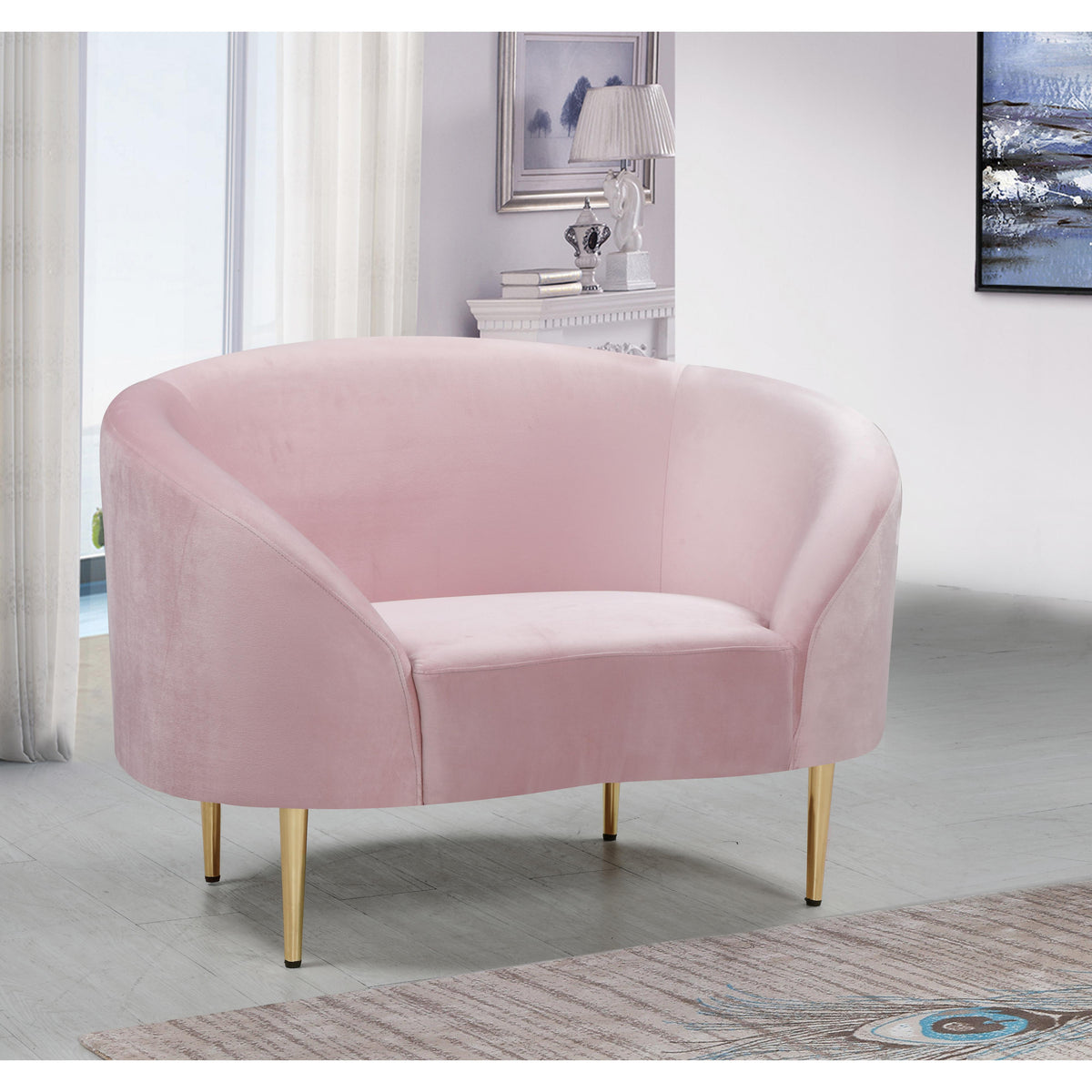 Meridian Ritz Pink Velvet Chair