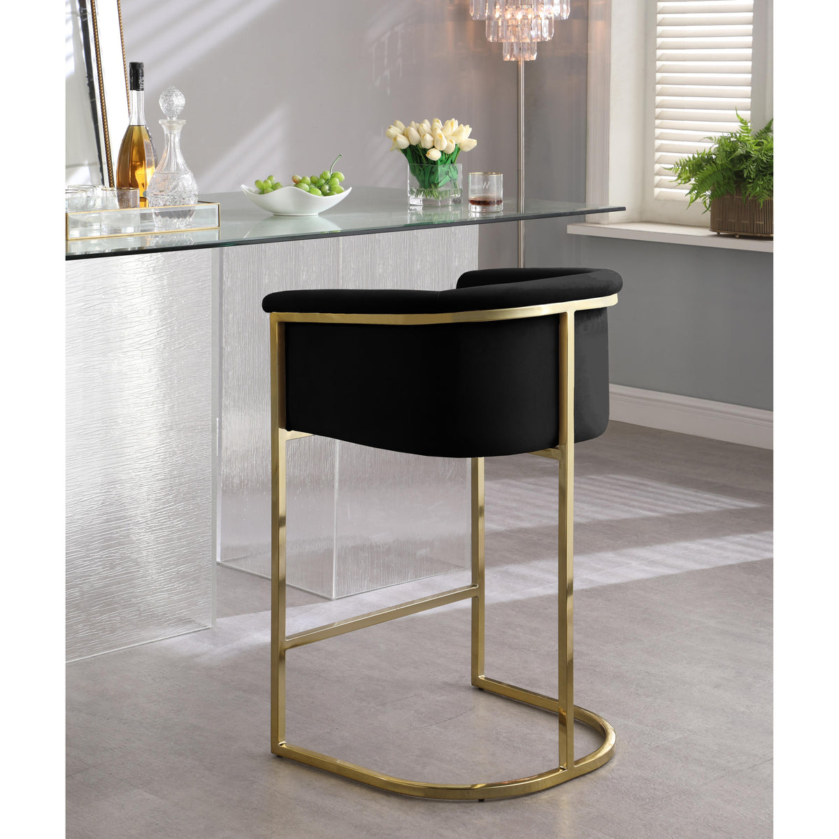 Meridian Donatella Black Velvet Stool