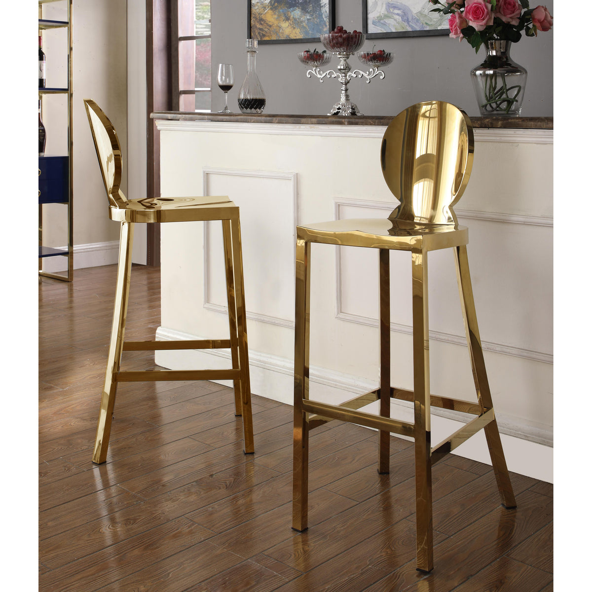Meridian Maddox Gold Stainless Steel Stool
