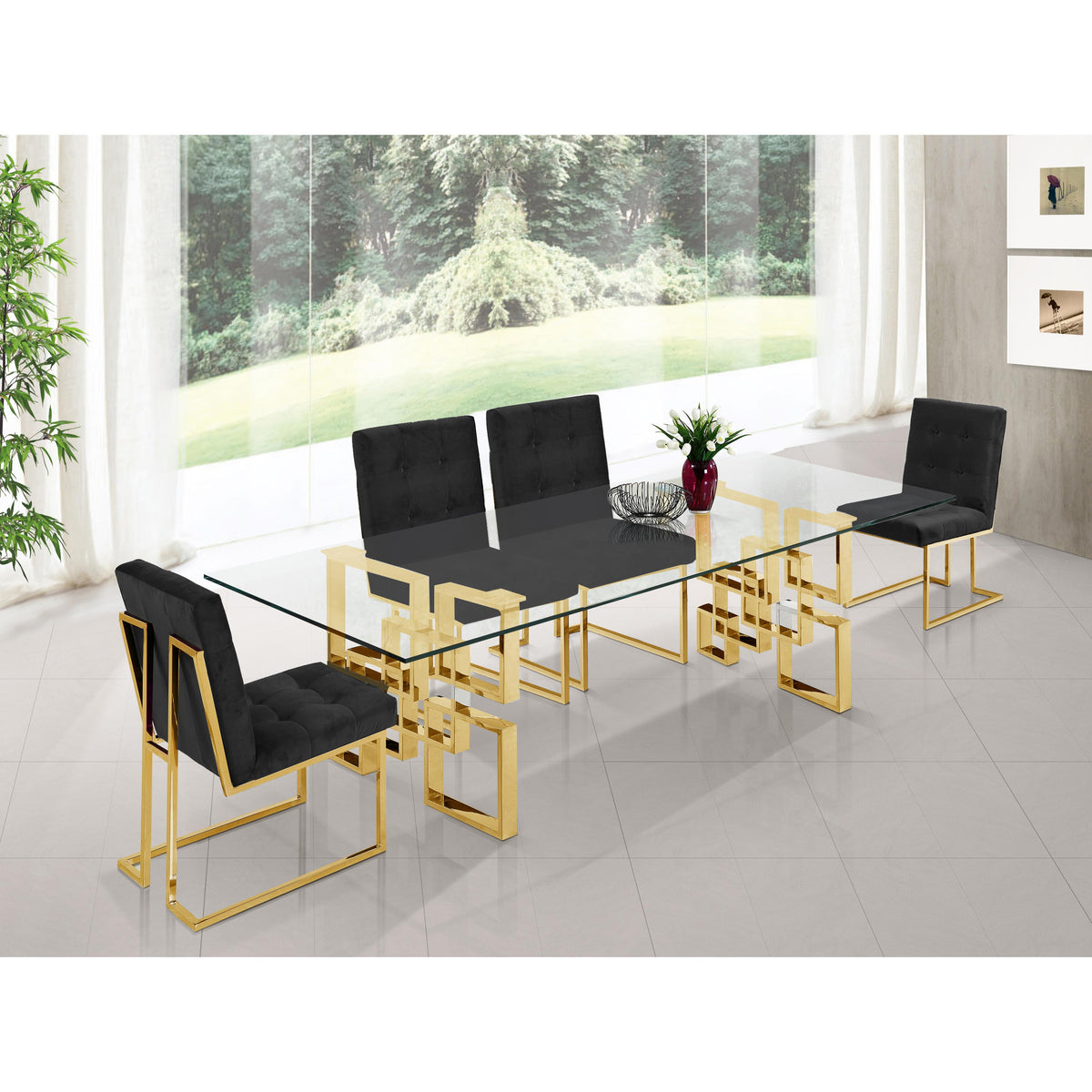Meridian Pierre Black Velvet Dining Chair