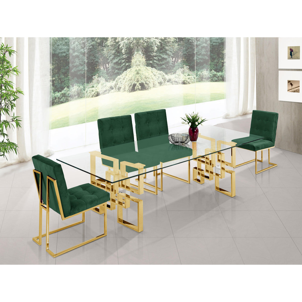 Meridian Pierre Green Velvet Dining Chair