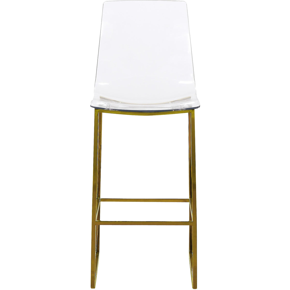Meridian Lumen Gold Metal/Lucite Polycarbonate Stool