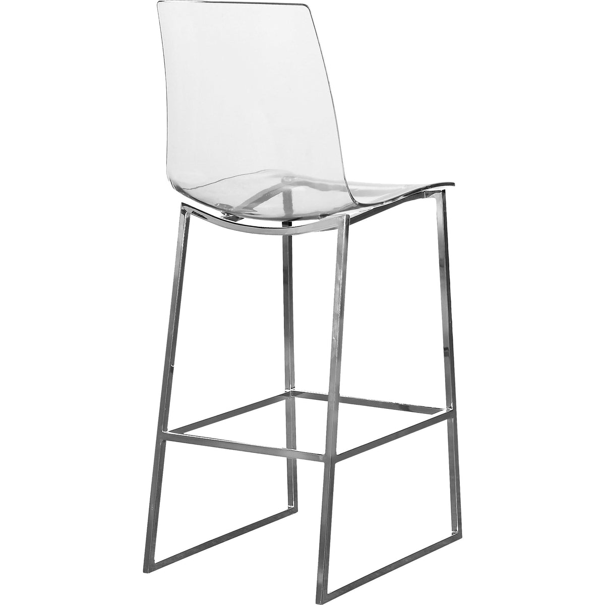 Meridian Lumen Chrome Metal/Lucite Polycarbonate Stool