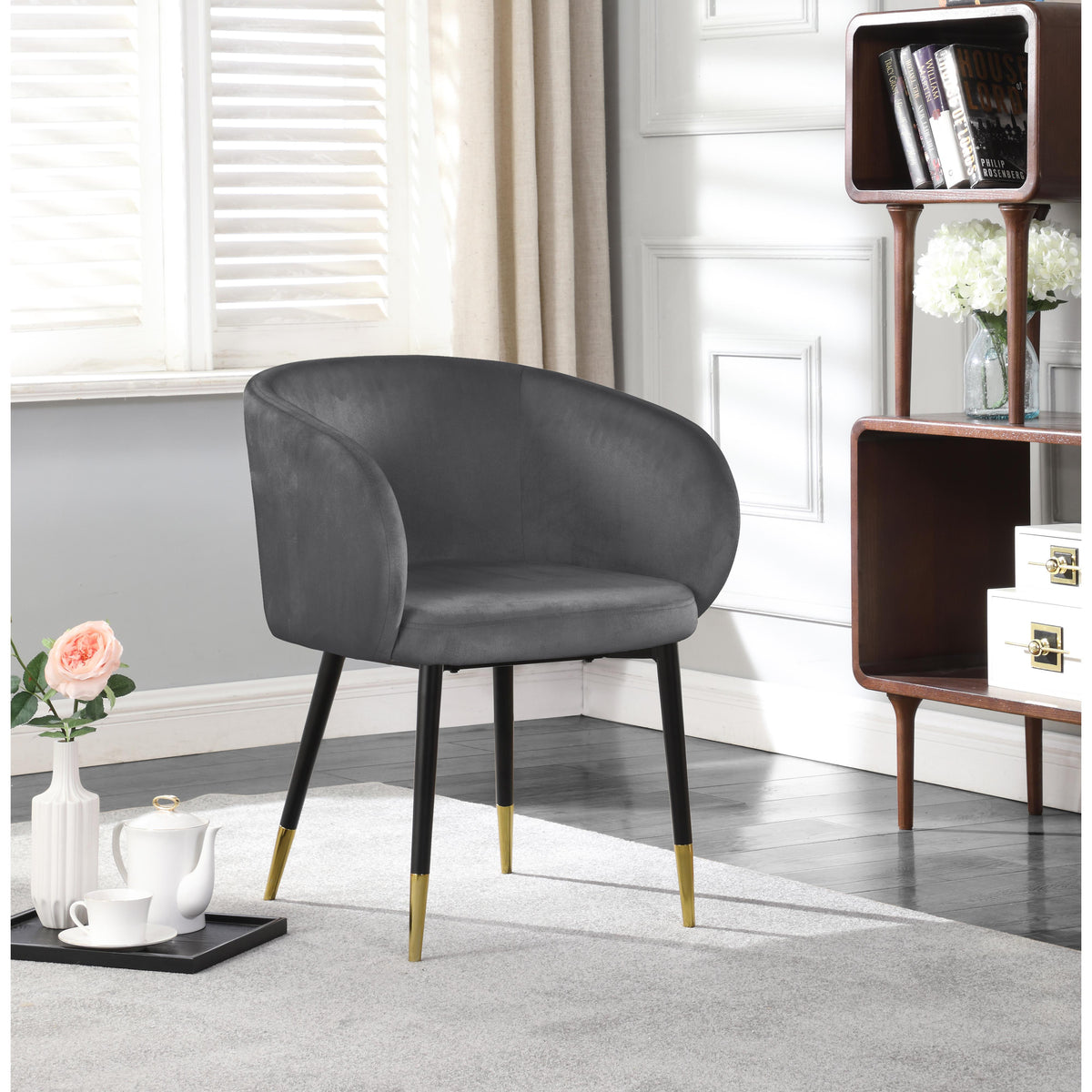 Meridian Louise Grey Velvet Dining Chair