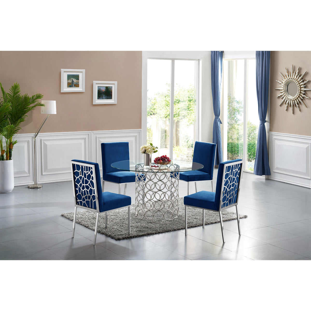 Meridian Opal Navy Velvet Dining Chair