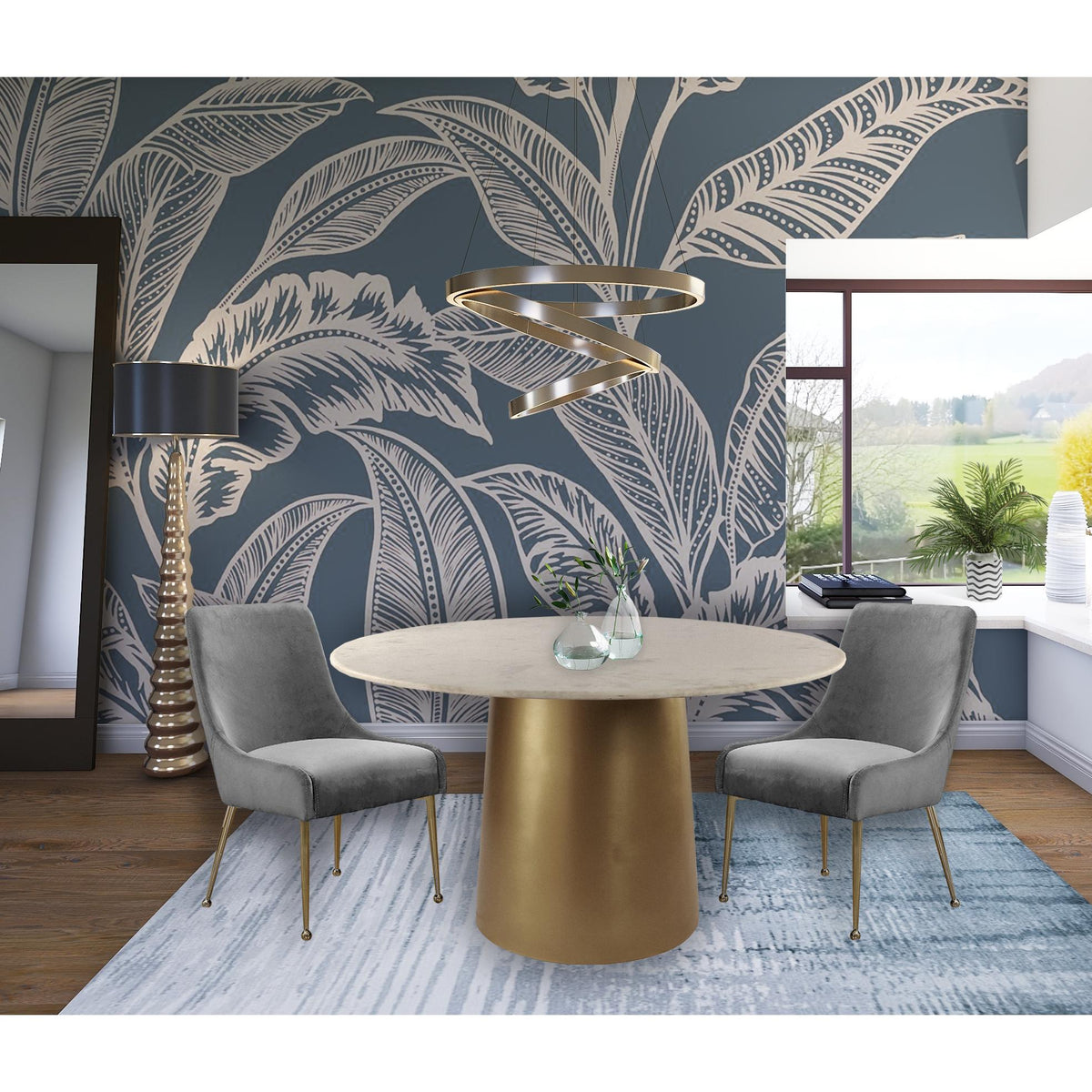 Meridian Owen Grey Velvet Dining Chair