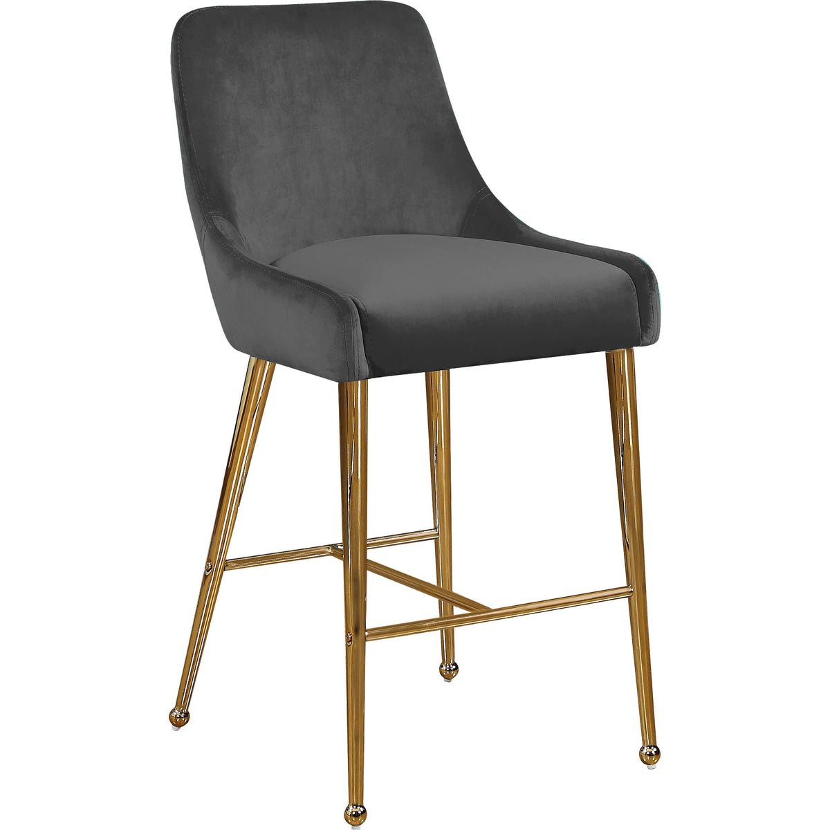 Meridian Owen Grey Velvet Stool