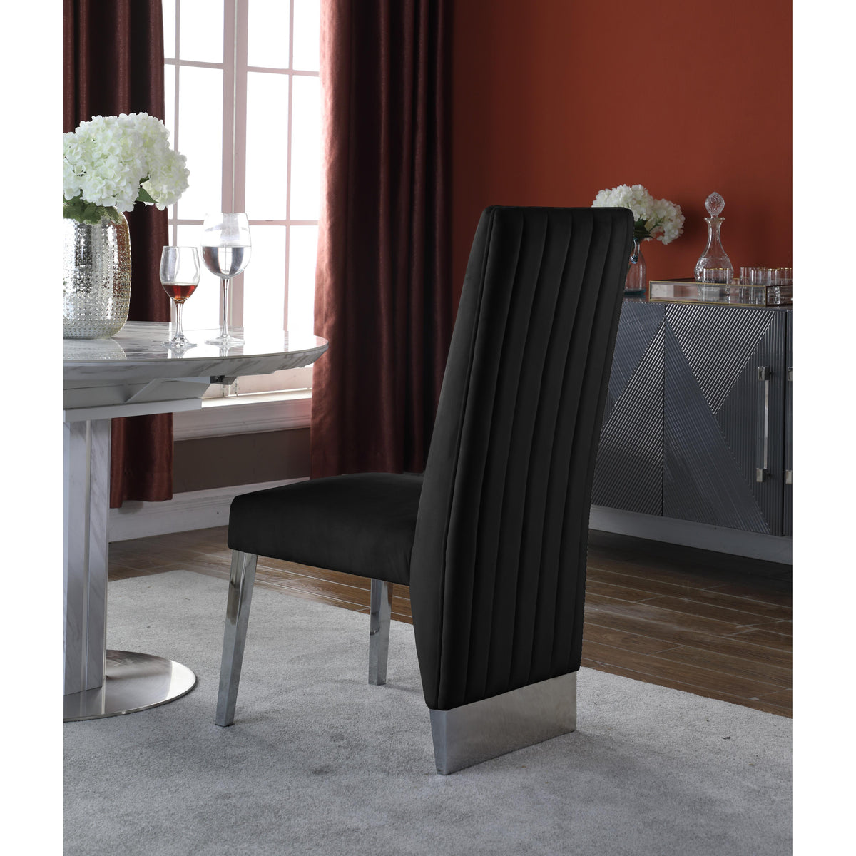 Meridian Porsha Black Velvet Dining Chair