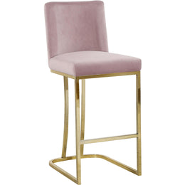 Meridian Heidi Pink Velvet Stool