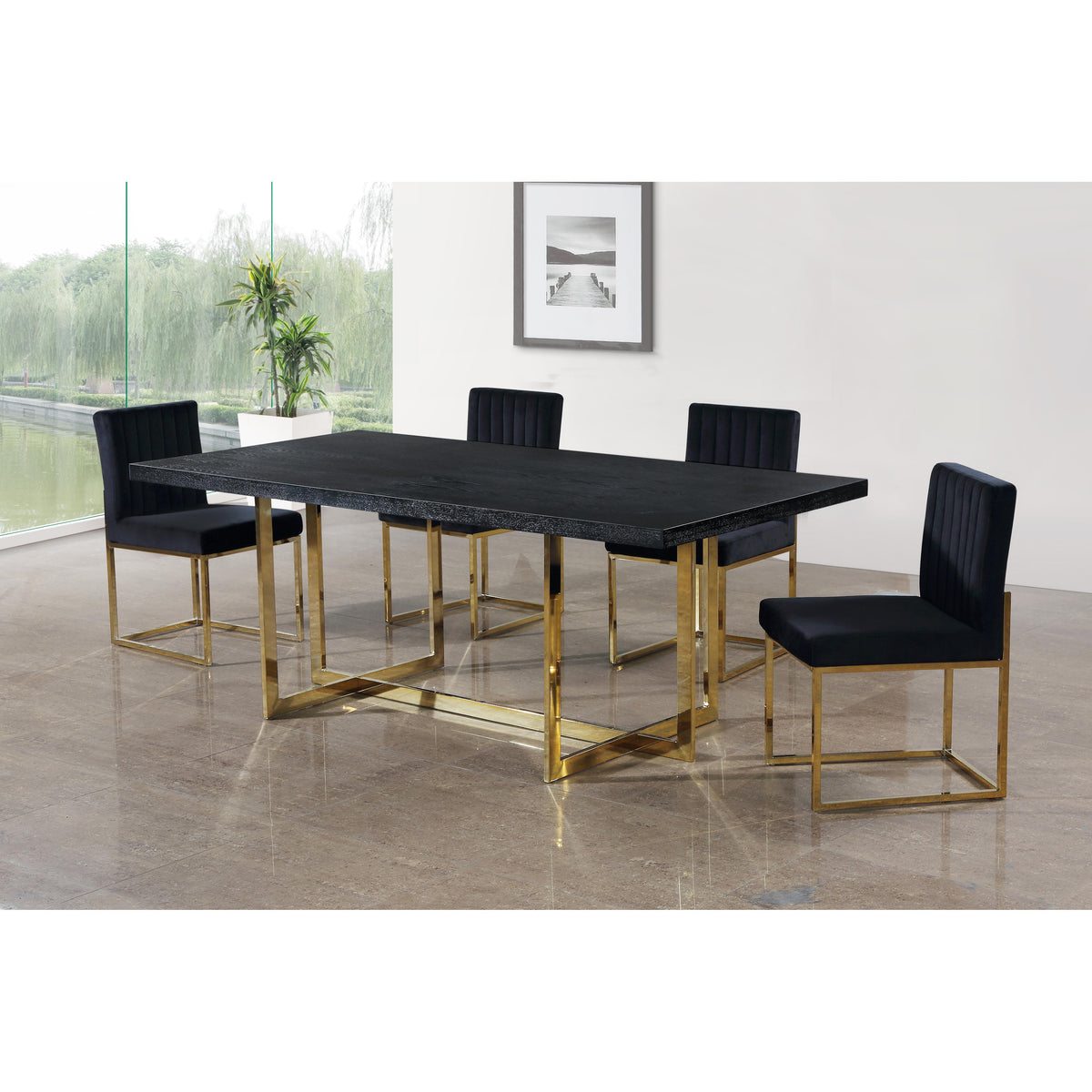 Meridian Giselle Black Velvet Dining Chair