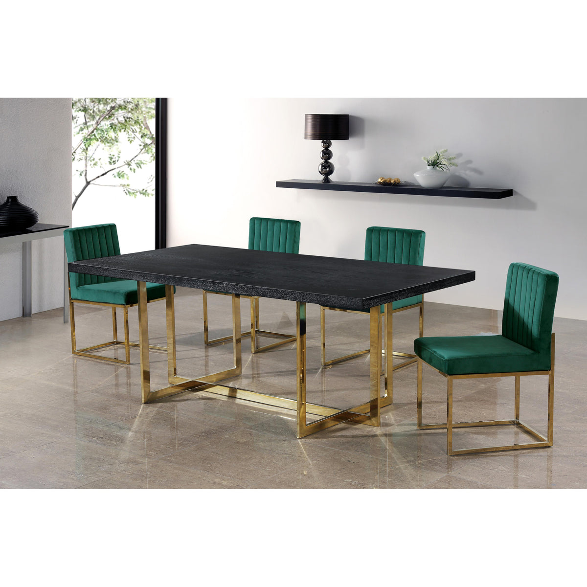 Meridian Giselle Green Velvet Dining Chair