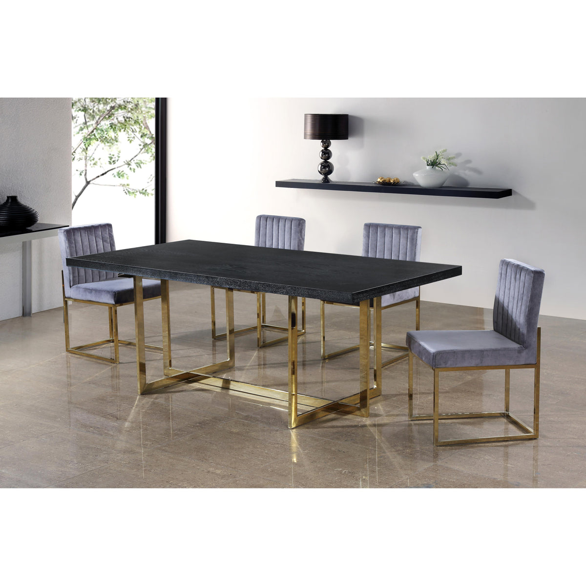 Meridian Giselle Grey Velvet Dining Chair