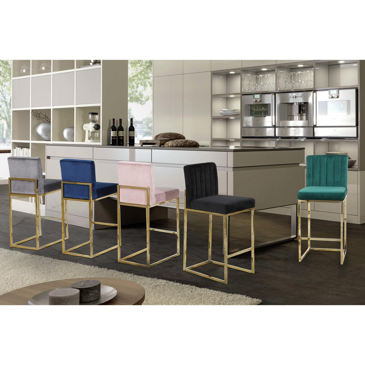Meridian Giselle Black Velvet Stool
