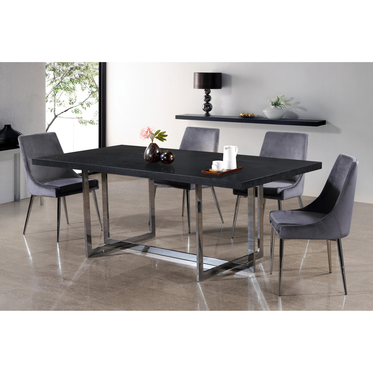 Meridian Karina Grey Velvet Dining Chair