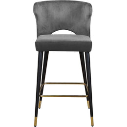 Meridian Kelly Grey Velvet Stool