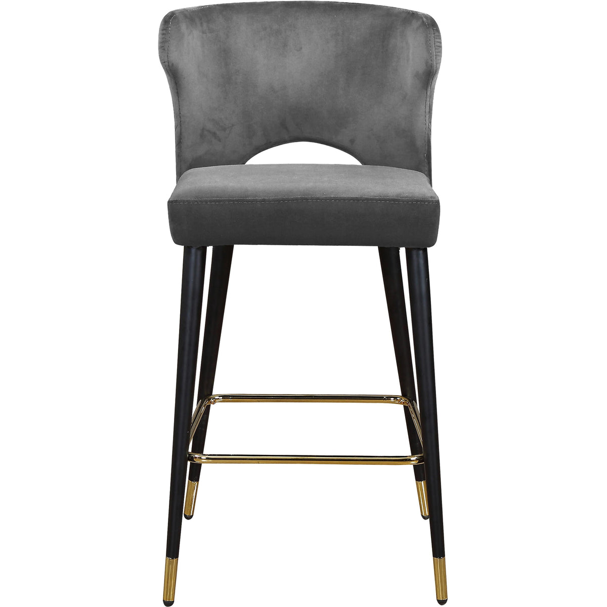 Meridian Kelly Grey Velvet Stool