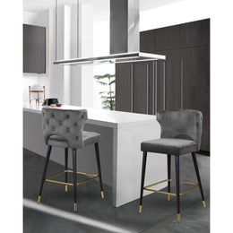 Meridian Kelly Grey Velvet Stool