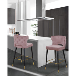 Meridian Kelly Pink Velvet Stool