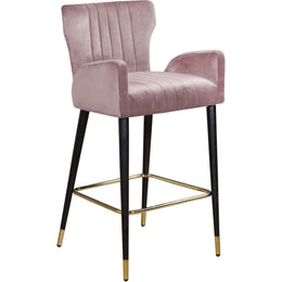 Meridian Luxe Pink Velvet Stool