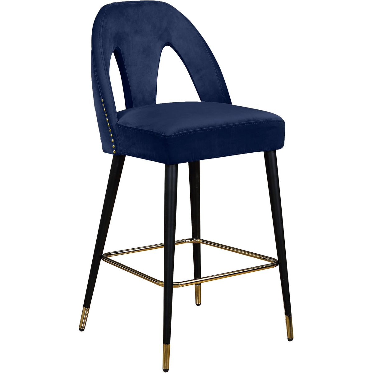 Meridian Akoya Navy Velvet Stool
