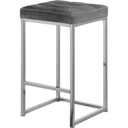 Meridian Nicola Grey Velvet Stool