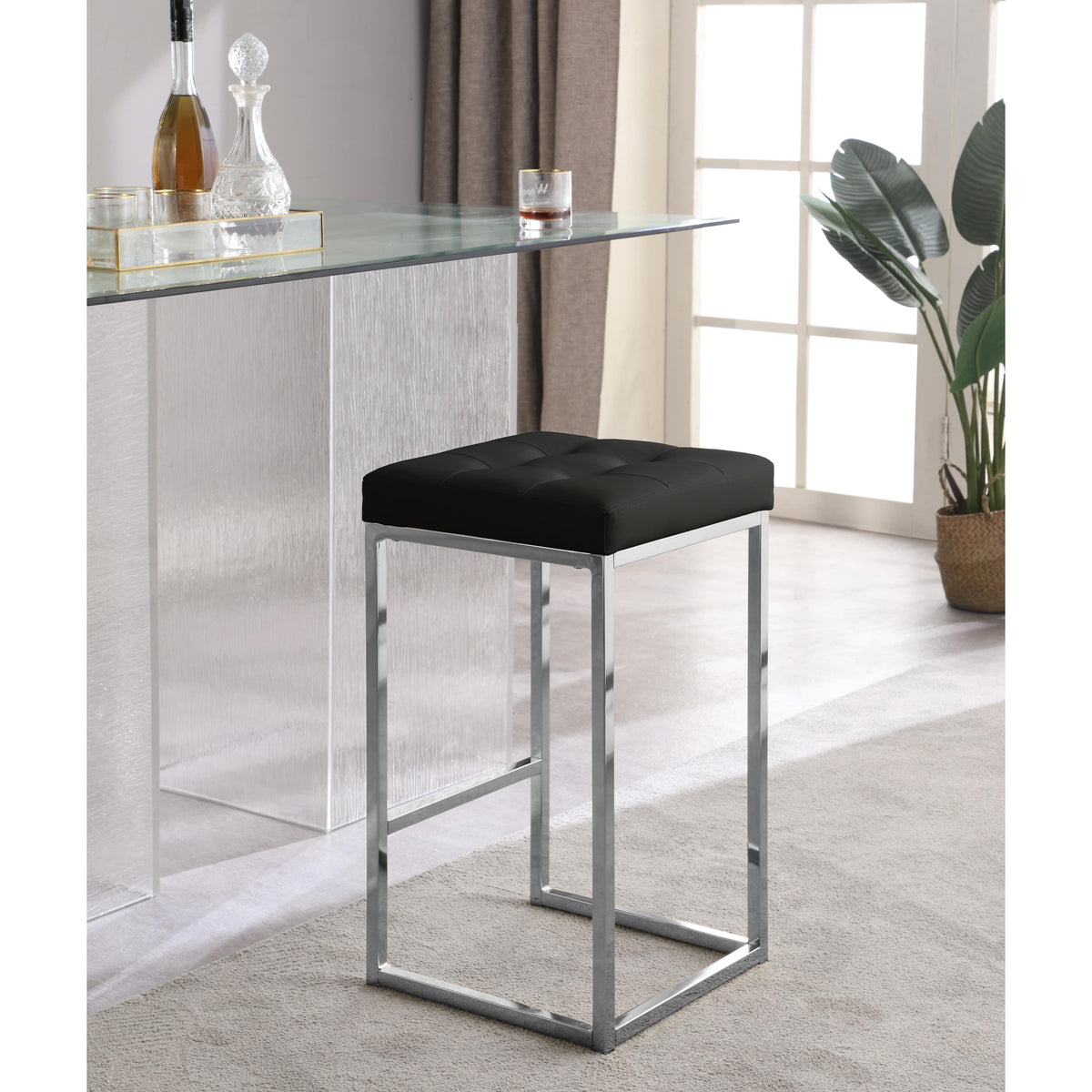 Meridian Nicola Black Vegan Leather Stool
