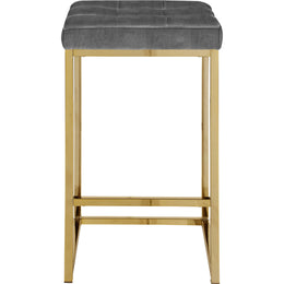 Meridian Nicola Grey Velvet Stool