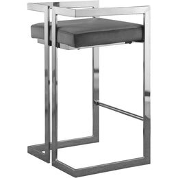 Meridian Ezra Grey Velvet Stool