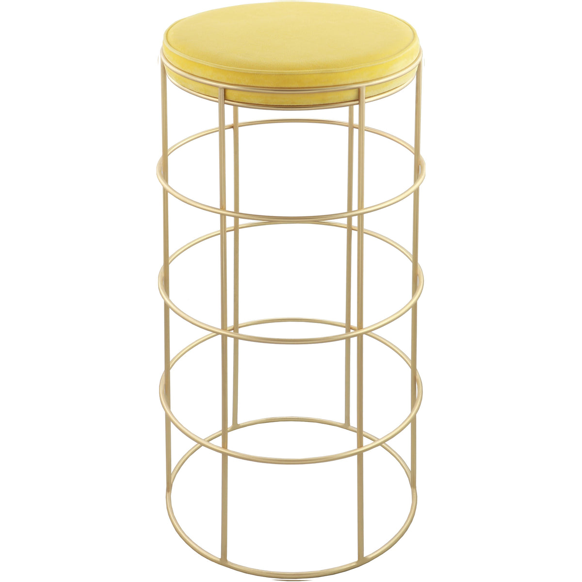 Meridian Rebar Yellow Velvet Bar Stool