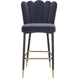 Meridian Lily Grey Velvet Stool