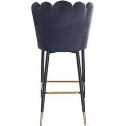Meridian Lily Grey Velvet Stool