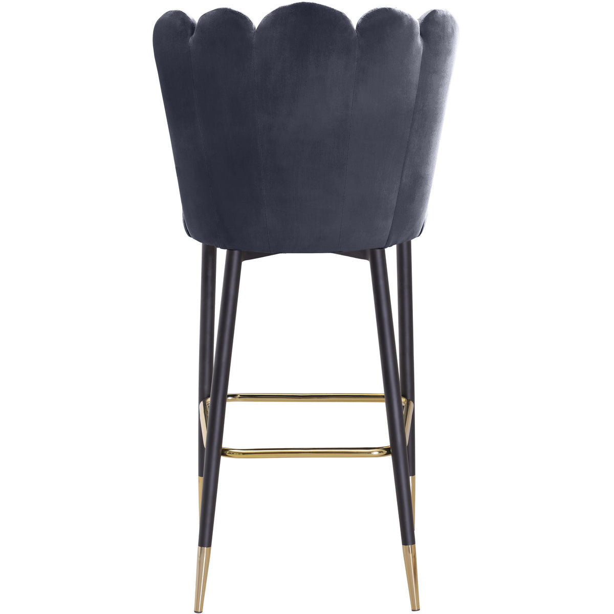 Meridian Lily Grey Velvet Stool