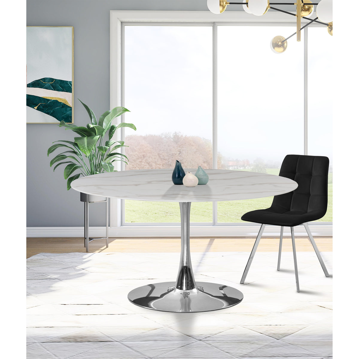 Meridian Holly Chrome Dining Table (3 Boxes)